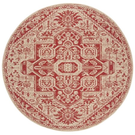 Safavieh 4 x 4 ft. Beach House Power Loomed Round Area Rug; Red & Creme BHS138Q-4R